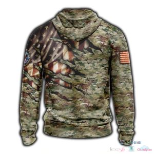 Personalized Veteran Camo Us Flag Unisex 3D T-Shirt Hoodie