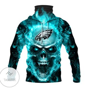 Philadelphia Eagles Skull Teal Fire Mask Hoodie