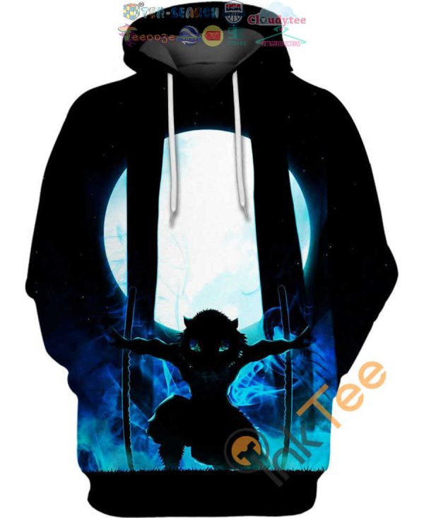 Pig Assault Inosuke Hashibira Moon Demon Slayer Hoodie 3D