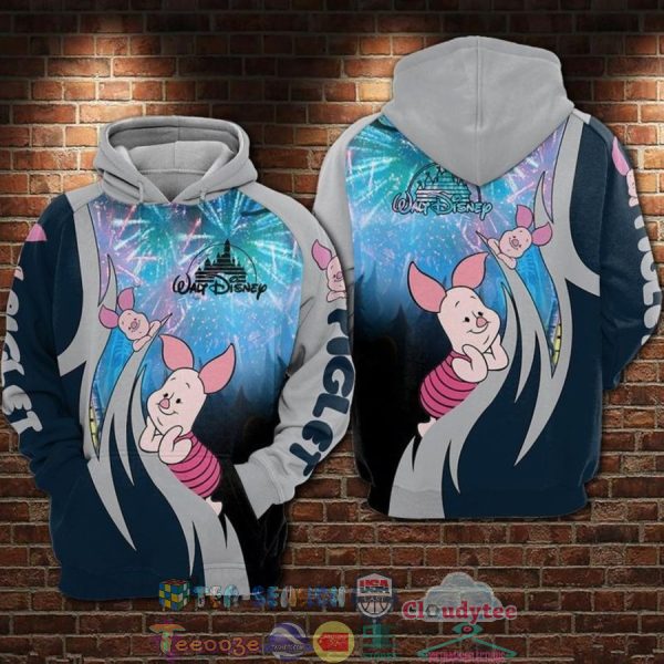 Piglet Disney Castle Firework 3D Hoodie