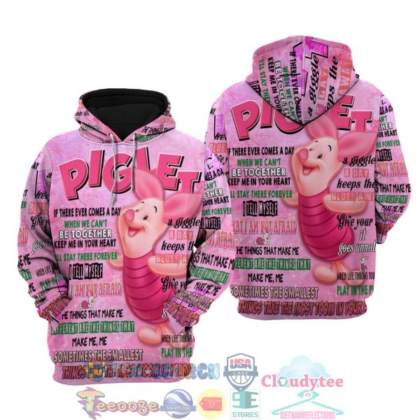 Piglet Punk Words Pattern Disney Quotes Hoodie 3D