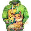 Pikachu Eevee Pokemon Hoodie 3D