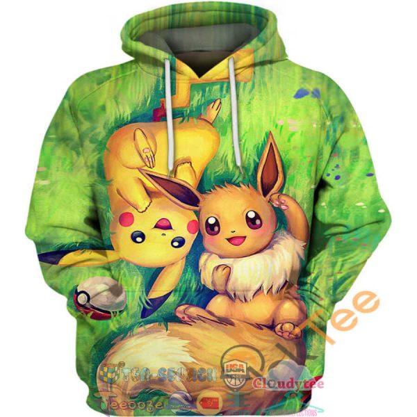 Pikachu Eevee Pokemon Hoodie 3D