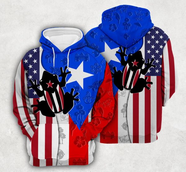 Puerto Rico Flag And Symbols Dual Citizen Hoodie