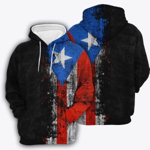 Puerto Rico Puerto Rican Flag Grunge Distressed Hoodie