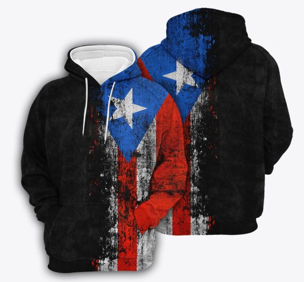 Puerto Rico Puerto Rican Flag Grunge Distressed Hoodie