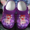 Purple Roses And Pig Crocs Shoes