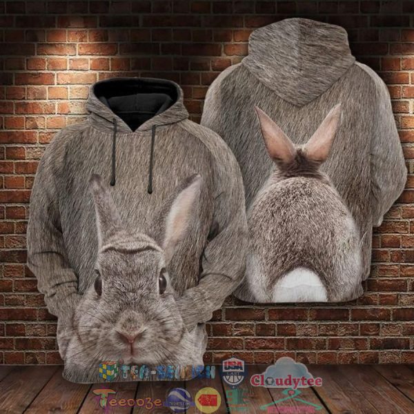 Rabbit Grey 3D Hoodie