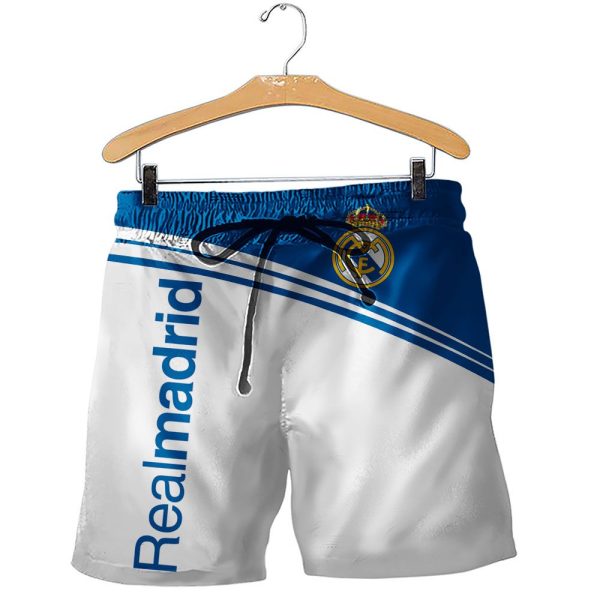 Real Madrid Fc White Blue 3D Shirt