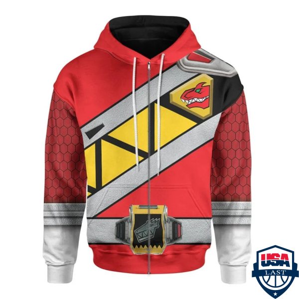 Red Dino Charge Power Rangers 3D Hoodie Apparel