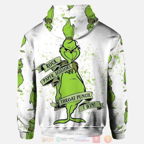 Rock Paper Scissors Throat Punch I Win Grinch Personalized 3D Hoodie