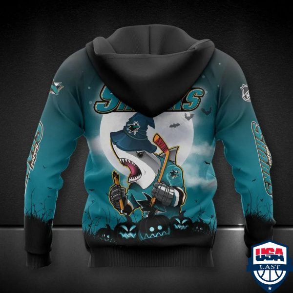 San Jose Sharks Nhl Halloween All Over Printed Hoodie