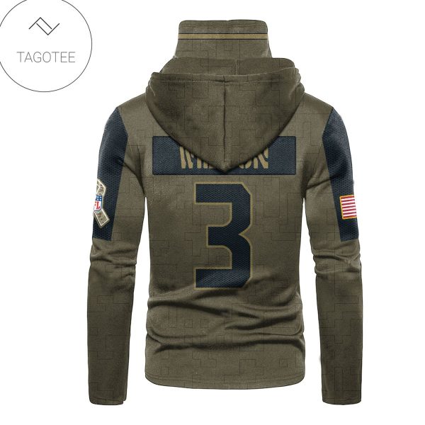 Seattle Seahawks Number 3 Russell Wilson Mask Hoodie