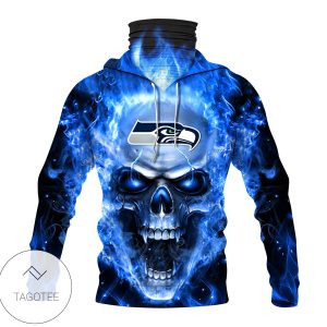 Seattle Seahawks Skull Blue Fire Mask Hoodie