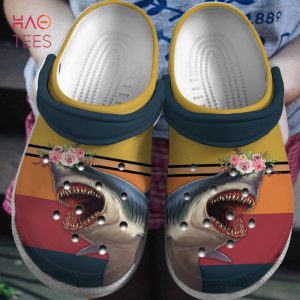 Shark And Flower Vintage Crocs Shoes