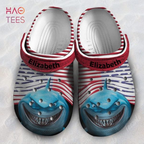 Shark Hole America Flag Personalized Clog Crocs Shoes