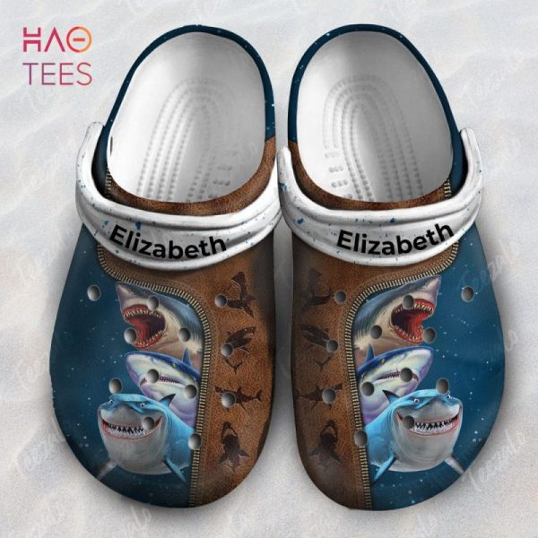 Shark Leather Pattern Personalized Crocs Shoes With Your Name