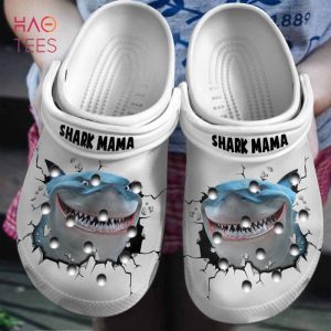 Shark Mama In Hole Crocs Shoes