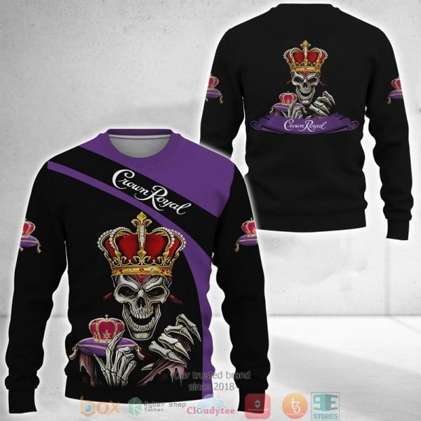 Skull Crown Royal Black Purple 3D Shirt