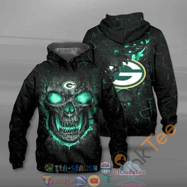 Skull Nfl Green Bay Packers Hoodie 3D