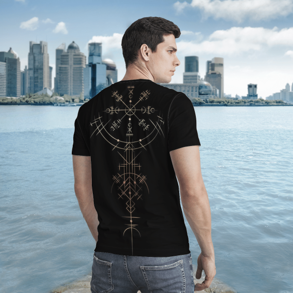 Skull Viking Vegvisir Black 3D Shirt