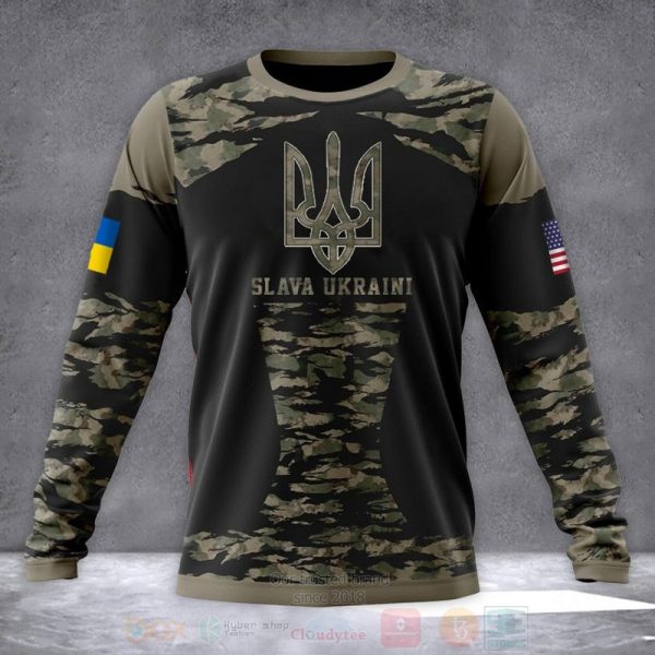 Slava Ukraini American Ukrainian Flag Trident Ukraine 3D Hoodie