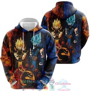 Songoku Sub Zero Vegeta Scorpion Dragon Ball Mortal Kombat 3D Hoodie