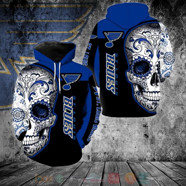 St. Louis Blues Nhl Skull 3D Hoodie