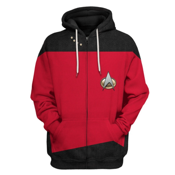 Star Trek The Next Generation 1987 1994 Red 3D Hoodie