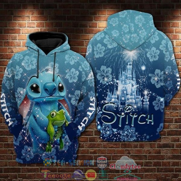 Stitch Frog Hibiscus 3D Hoodie