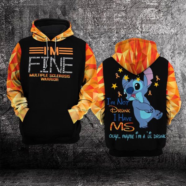 Stitch I’M Fine Multiple Sclerosis Awareness 3D Hoodie – Limited Edition