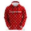 Supreme Louis Vuitton Red Pattern 3D Hoodie