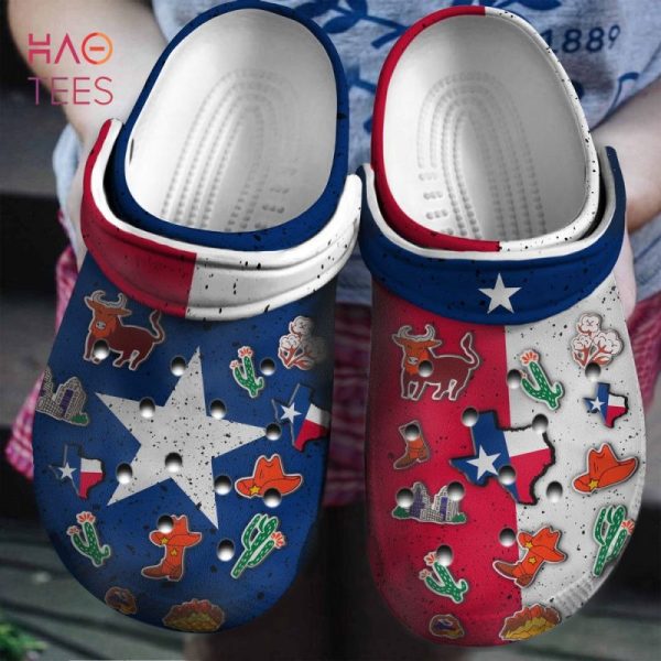 Texas Flag Symbol Crocs Shoes