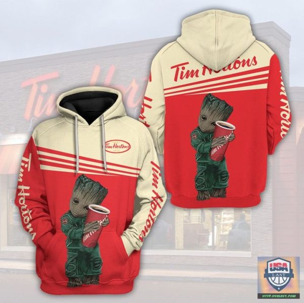 Tim Hortons Baby Groot 3D All Over Print Hoodie T-Shirt