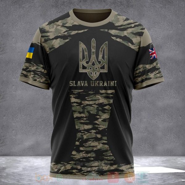 Uk Stand With Ukraine Slava Ukraini Camo United Kingdom For Ukraine Support 3D Hoodie