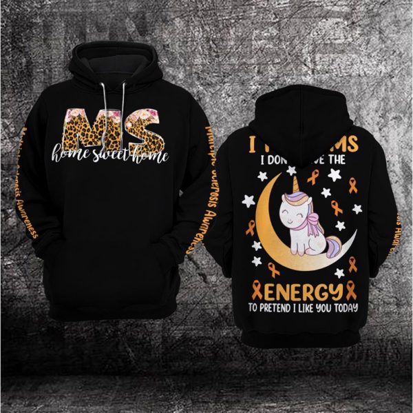 Unicorn Ms Home Sweet Multiple Sclerosis Awareness 3D Hoodie – Limited Edition