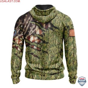 Us Veteran Green Camo 3D Zip Up Hoodie