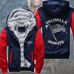 Valhalla Awaits American Flag Fleece Hoodie Jacket