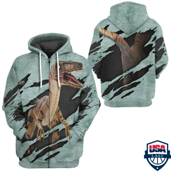 Velociraptor Jurassic World 3D Hoodie Apparel