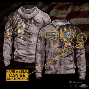 Veteran Camo American Flag 3D Custom Zip Hoodie