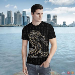 Viking Odin And Jormungandr Black 3D Shirt