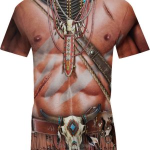 Warrior Style Skin Native Ameican Buffalo Skull 3D Shirt