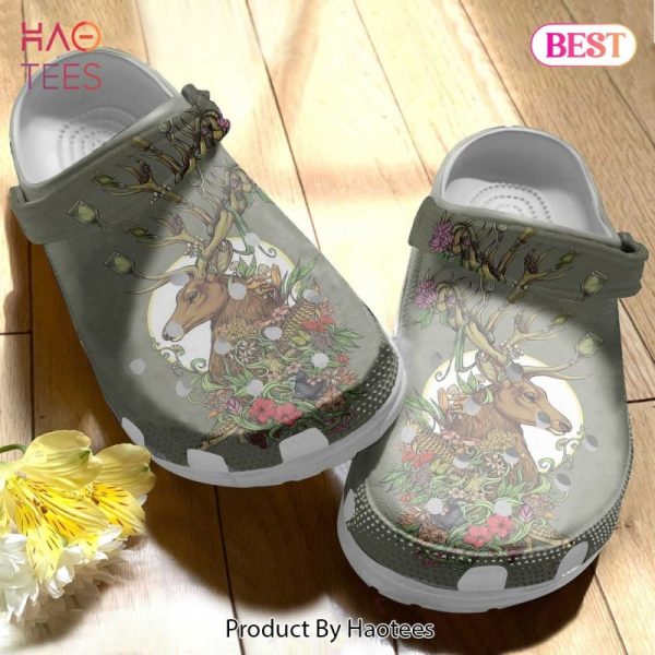 Wild Deer With Fish Flower Crocs Shoes Crocbland Clog Birthday Gifts For Man Father Grandpa