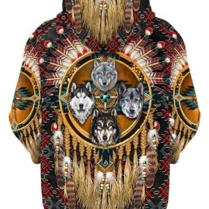 Wolf Native American 3D Hoodie