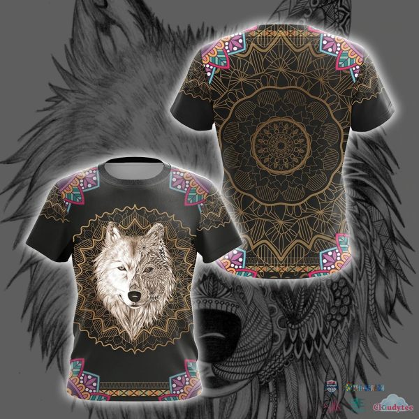 Wolf Native American All Over Print Shirt Hoodie