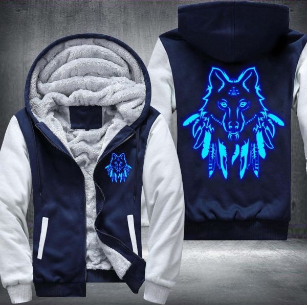 Wolves Native American Fleece Hoodie Jacket