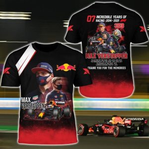 World Champion 7 Incredible Years F1 Max Verstappen 3D Shirt