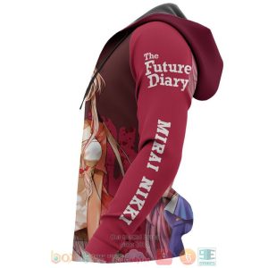 Yuno Gasai Future Diary Mirai Nikki Anime Red 3D Hoodie