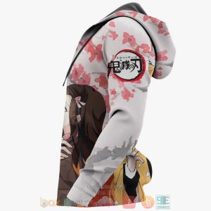 Zenitsu And Nezuko Kimetsu Anime White 3D Hoodie